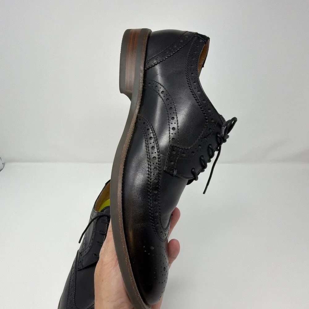 Florsheim Midtown Size 9.5 M Wingtip Oxford Men's Black Leather Shoes Comfortech